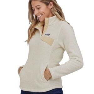 Patagonia Women’s Cream White Quarter Snap Fleece Top. Size Medium